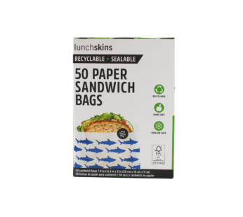 Lunchskins Paper Sandwich Bag Navy Shark 50ct