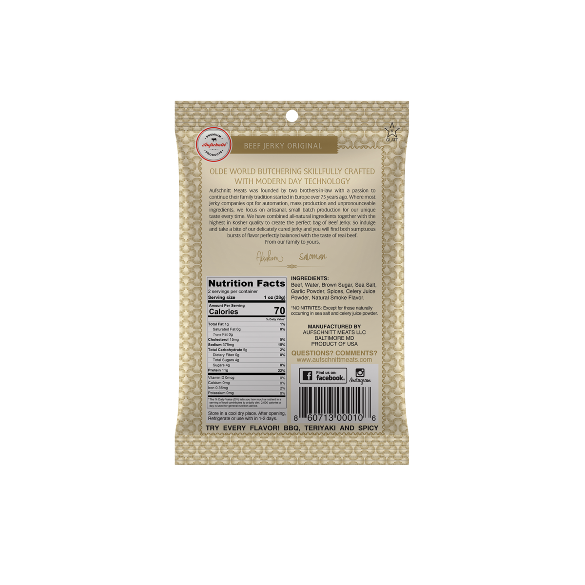 Aufschnitt Meats-Jerky, Original 2oz - Image 2
