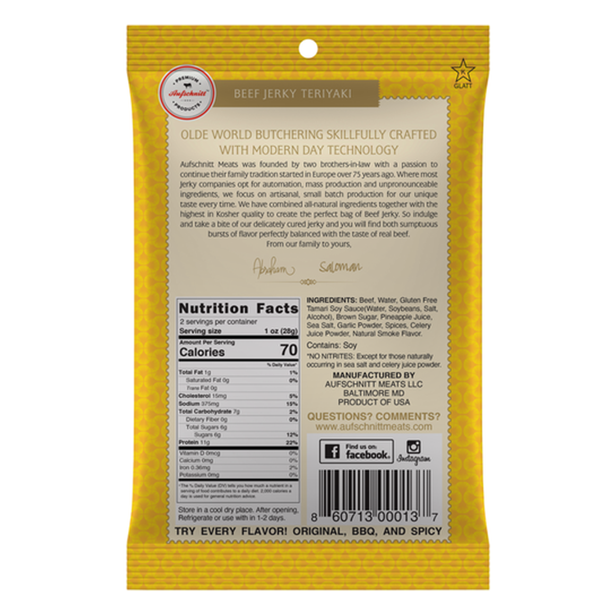 Aufschnitt Meats-Jerky, Teriyaki 2oz - Image 2
