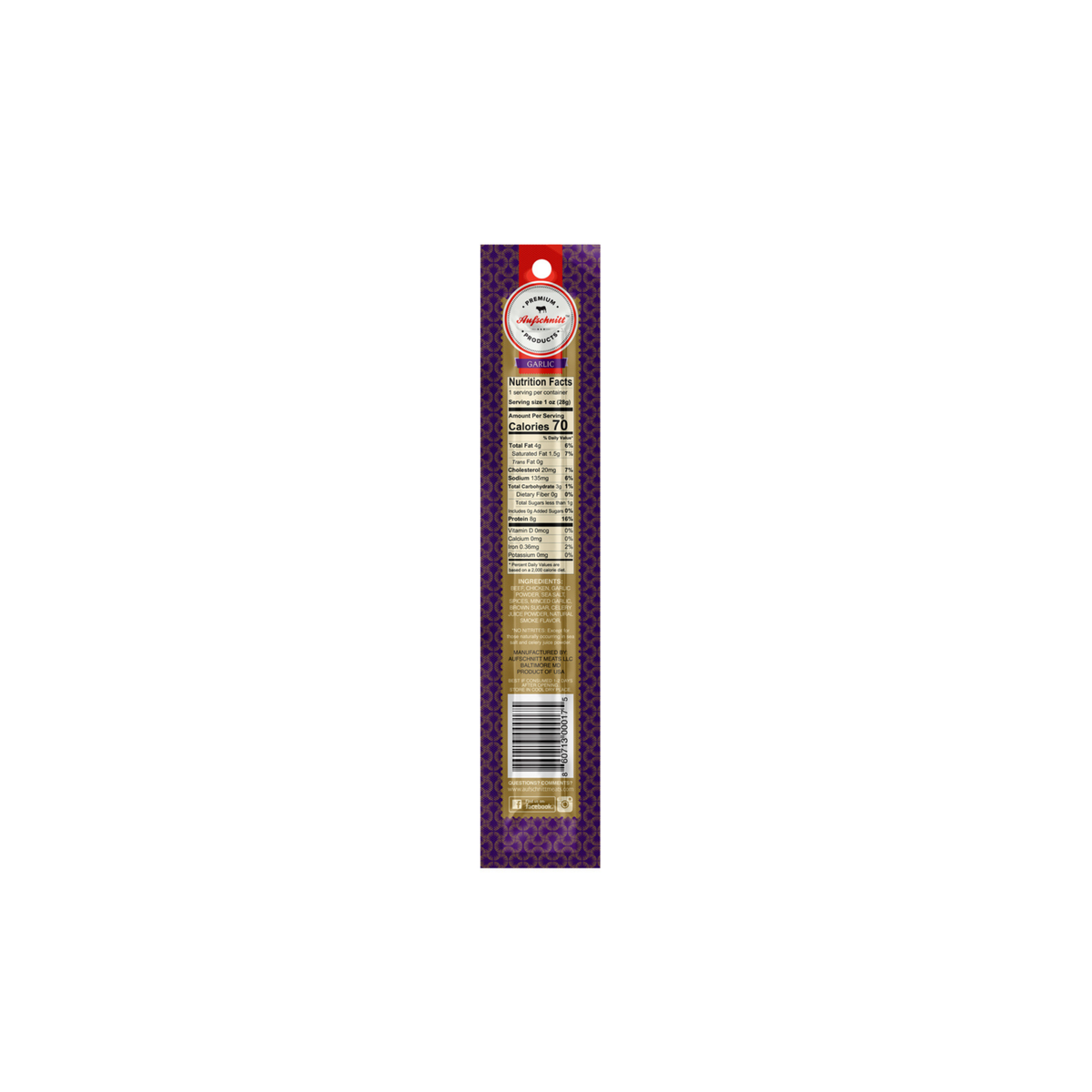 Aufschnitt Meats-Beef Sticks, Garlic 1oz - Image 2