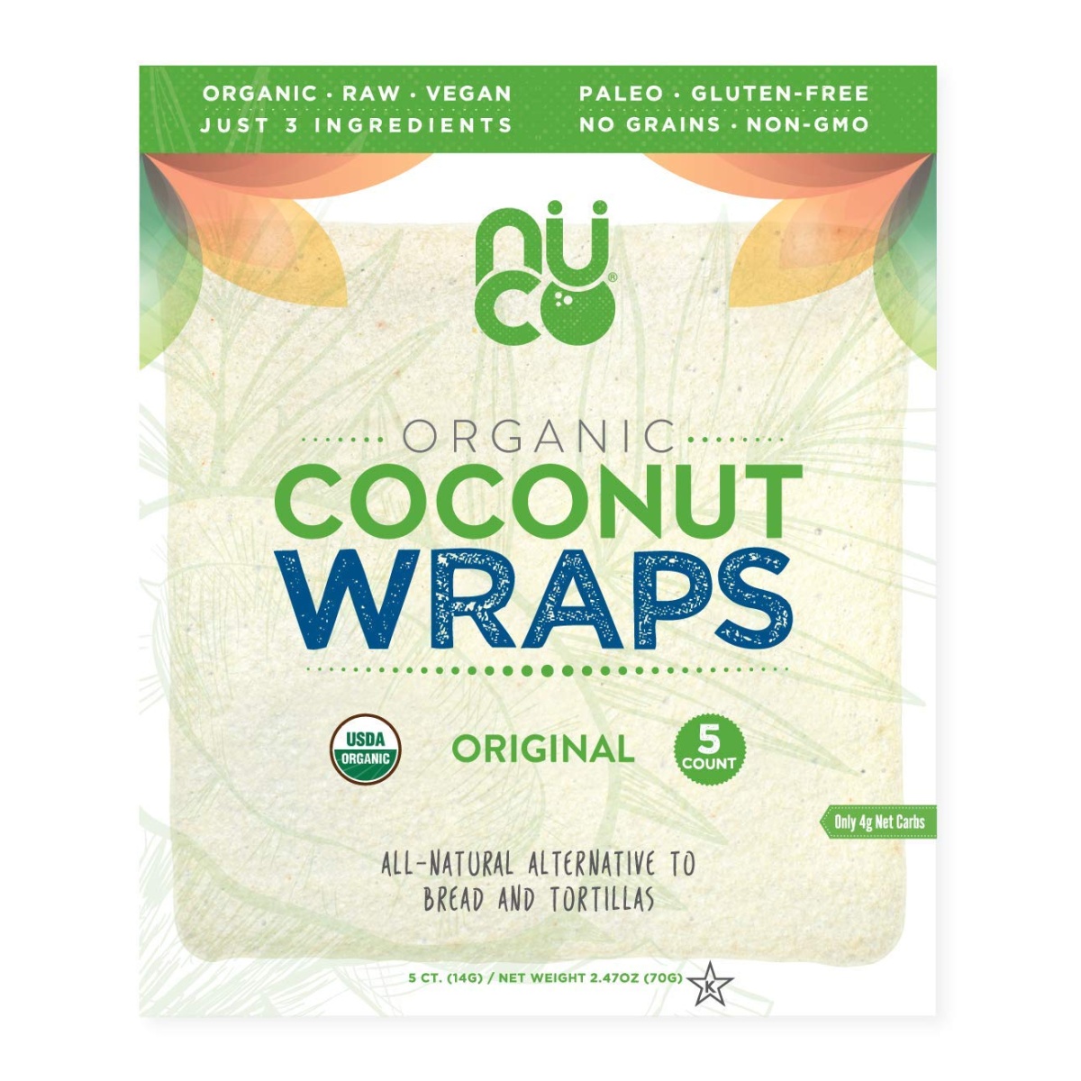 NUCO-Organic Coconut Wraps, Original (5CT Pack)