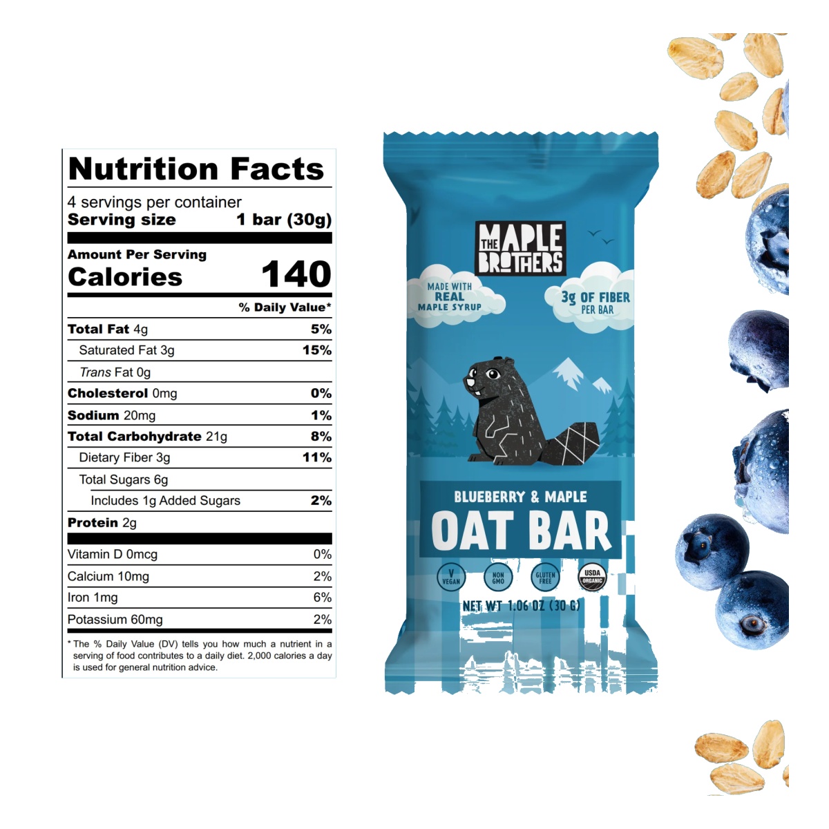 The Maple Brothers - Blueberry & Maple Oat Bars - 4 pack - Image 2