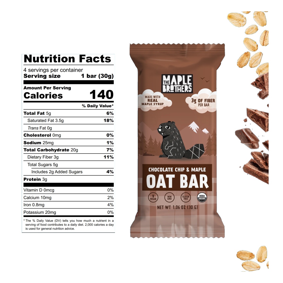 The Maple Brothers - Chocolate Chip & Maple Oat Bars - 4 pack - Image 2